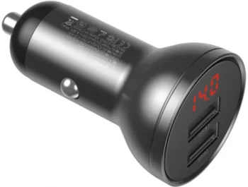 Автомобильное зарядное устройство Baseus Digital Display Dual USB 4.8A Car Charger 24W CCBX-0G