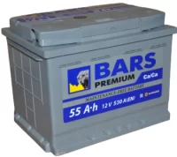 Автомобильный аккумулятор Bars Premium 6CT-55 АПЗ о.п-12V 55Ah 530A, черный           1