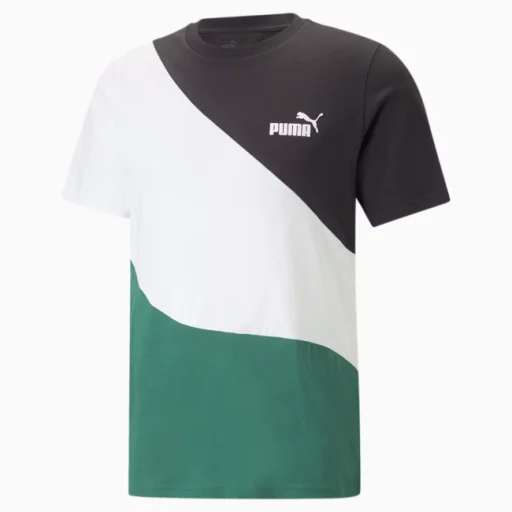 Мужская футболка Puma Power Cat Tee S, черно-бело-зеленый