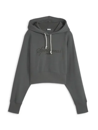Худи PUMA CLASSICS+ Relaxed Cropped Hoodie, серый