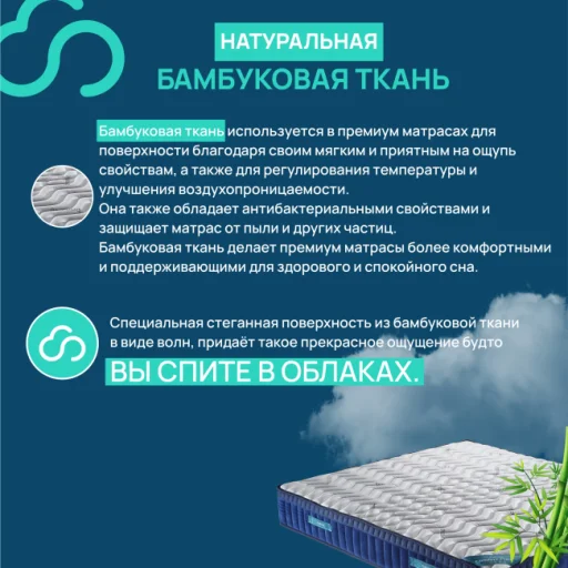 Матрас Sakina Comfort Plus пружинный двуспальный, 200х170x28 см, серо-синий