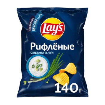 Чипсы Картофельные Lay's Рифлёные Сметана и лук, 140 гр