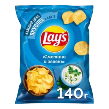Чипсы Картофельные Lay's Сметана и зелень, 140 гр