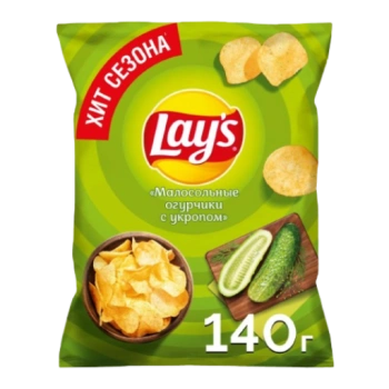 Чипсы Картофельные Lay's Малосольные огурчики с укропом, 140 гр