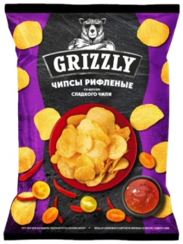 Чипсы Картофельные рифлёные Grizzly сладкий чили, 55 гр 