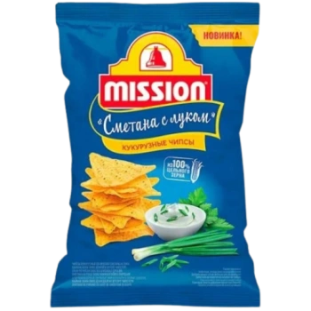 Чипсы Кукурузные Mission сметана с луком, 150 гр