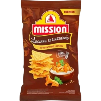 Чипсы Кукурузные Mission лисички со сметаной, 150 гр