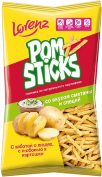 Чипсы Pomsticks соломка из натурального картофеля со сметаной и специями, 40 гр