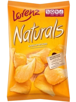 Чипсы Картофельные Lorenz Naturals классические с солью, 100 гр