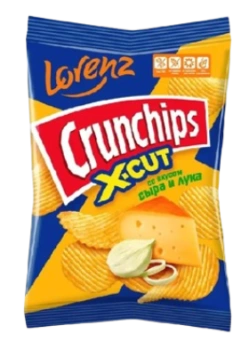 Чипсы Картофельные рифлёные Lorenz Crunchips X-Cut сыр и лук, 70 гр