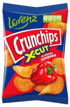 Чипсы Картофельные рифлёные Lorenz Crunchips X-Cut паприка, 70 гр
