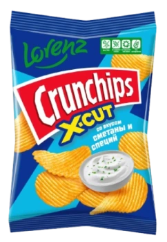 Чипсы Картофельные рифлёные Lorenz Crunchips X-Cut сметана и специи, 70 гр