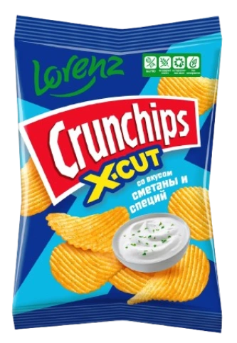 Чипсы Картофельные рифлёные Lorenz Crunchips X-Cut сметана и специи, 70 гр