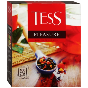 Чай чёрный Tess Pleasure rosehip and apple, 100 пак.