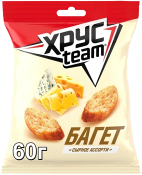 Сухарики Хрустteam со вкусом "Сырное ассорти", 60 г    