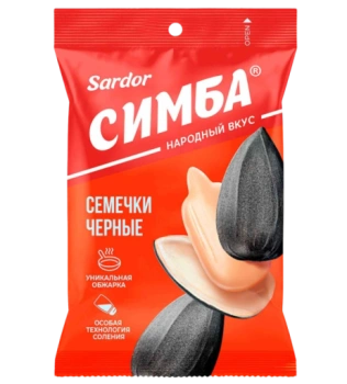 Семечки Sardor "Симба" черные подсолнечные с солью, 20 г   