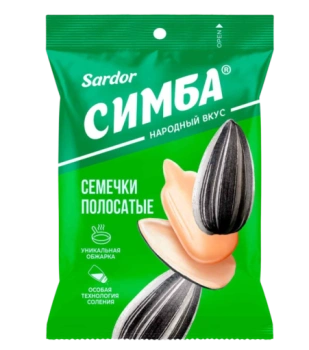 Семечки Sardor "Симба" полосатые подсолнечные с солью, 70 г        