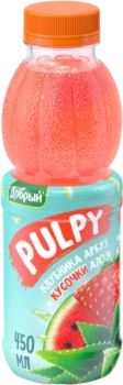 Напиток сокосодержащий «Pulpy» клубника-арбуз с кусочками алоэ, 0.45 л       