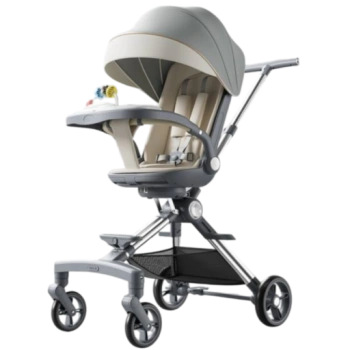 Детская коляска с музыкальным столиком, серый