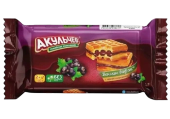 Вафли Акульчев Венские с чёрной смородиной, 100 г
