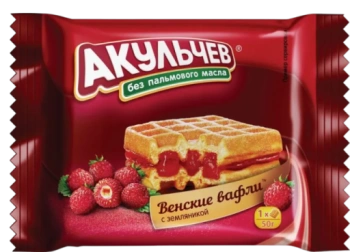 Вафли Акульчев Венские с земляникой, 50 г