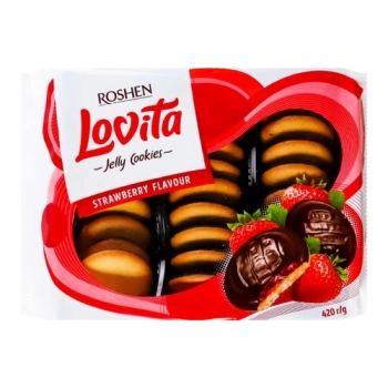Печенье Roshen Lovita Jelly Cookies Strawberry Flavour, 420 г