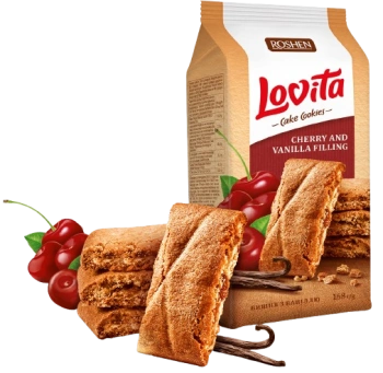 Печенье Roshen Lovita с вишней и ванилью, 168 г