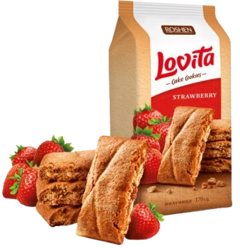 Печенье Roshen Lovita с клубникой, 168 г