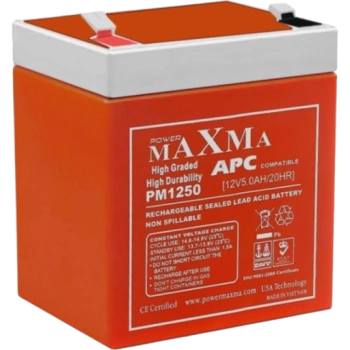 Аккумулятор Power Maxma PM1250 12 В, 5 А·ч, красный