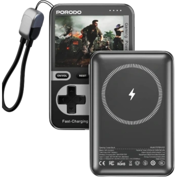 Внешний аккумулятор с функциями консоли Porodo Arcadevolt MagSafe 10000 мА⋅ч, 20 Вт, чёрный