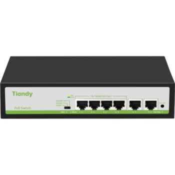 Коммутатор Tiandy TC-P3S06 Spec:F/0420/AT/55 6 портов 100 Мбит/с, чёрный