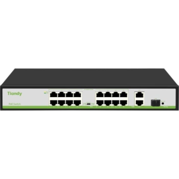 Коммутатор Tiandy TC-P3S019 Spec:H/1621/AT/180 19 портов 100 Мбит/с, чёрный