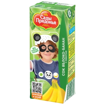 Сок Сады Придонья яблоко-банан с мякотью, 0.2 л