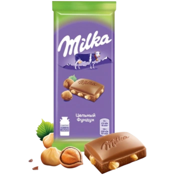 Шоколад молочный Milka с цельным фундуком, 85 г
