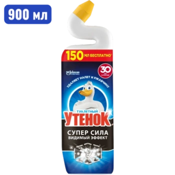 Средство для мытья туалета Туалетный Утенок Супер Сила "Видимый эффект", 900 мл