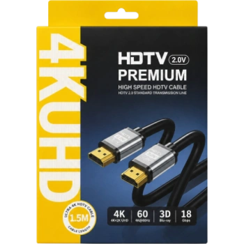 Кабель HDMI HDTV PREMIUM 18Gbps, 1.5 м, чёрный