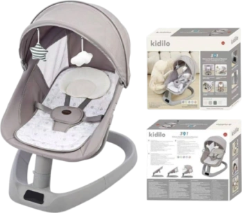 Шезлонг для новорождённых Kidilo RC001, светло-серый