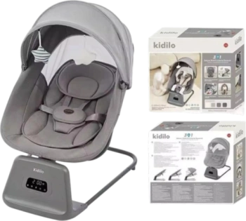 Шезлонг для новорождённых Kidilo RC002, тёмно-серый