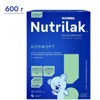 Молочная смесь Nutrilak Premium Комфорт от колик и запоров с рождения, 600 г