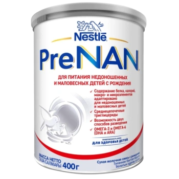 Молочная смесь preNAN для недоношенных и маловесных детей с рождения, 400 г 